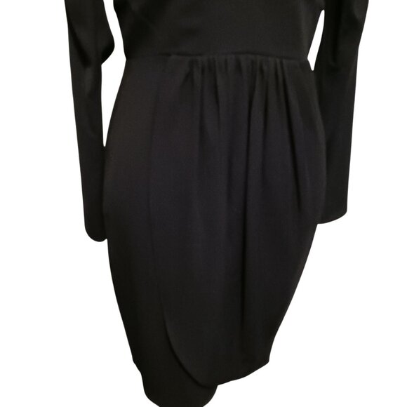 NEW Amanda Uprichard Analeigh Shirred Long Sleeve Faux-Wrap Mini‎ Dress Black S - Picture 7 of 16